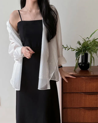 Shirred simple long dress
