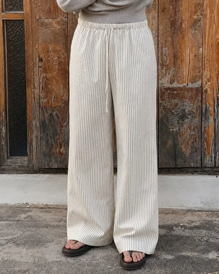 Striped elastic waist pants