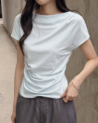 Wrap Drape Pintuck T-Shirt