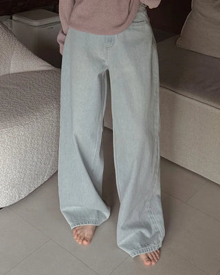 Light wide denim pants