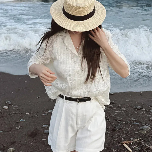 Summer perforated knit jacket