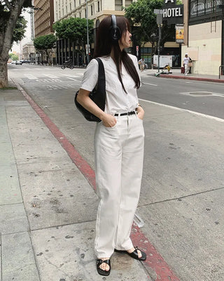 (basic/long) Summer wide white pants - 4 sizes