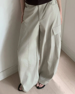 [4 colors] Cargo pants with elastic waistband