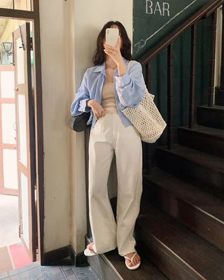[6 colors] Fly Summer Button-Down Linen Shirt