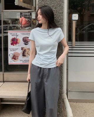 Wrap Drape Pintuck T-Shirt