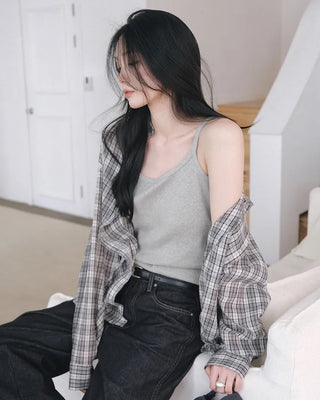 [3 colors] Cool Summer Check Shirt