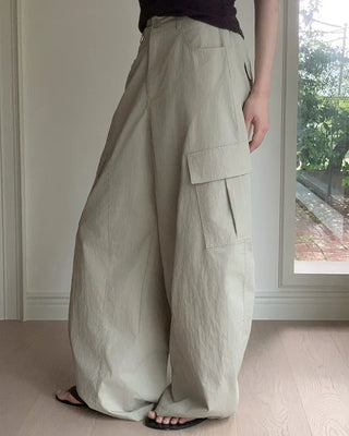 [4 colors] Cargo pants with elastic waistband
