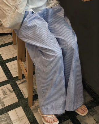 Striped elastic waist pants