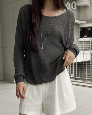 [5 colors] Boat neck knit