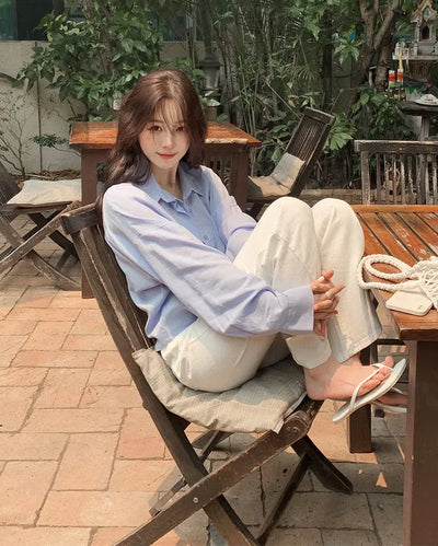 [6 colors] Fly Summer Button-Down Linen Shirt