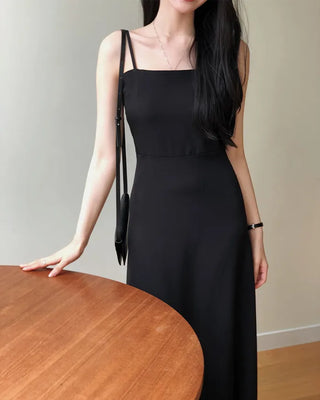 Shirred simple long dress