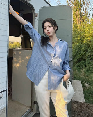 [2 colors] Striped shirt