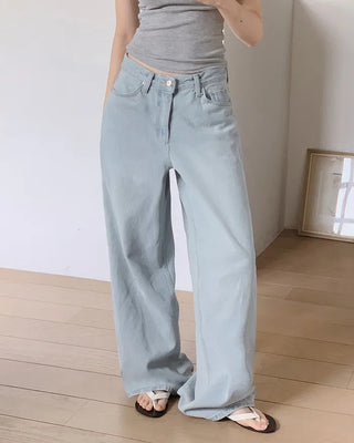 Light wide denim pants