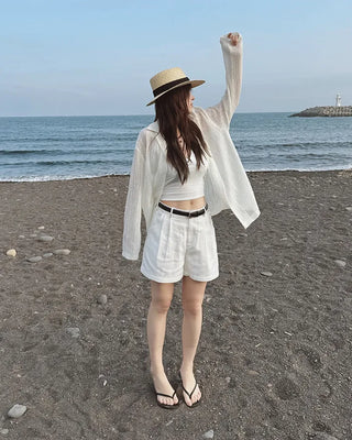 Summer perforated knit jacket