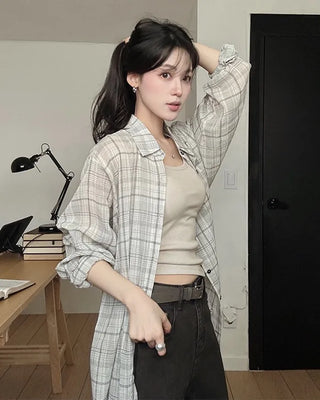 [2 colors] Check shirt