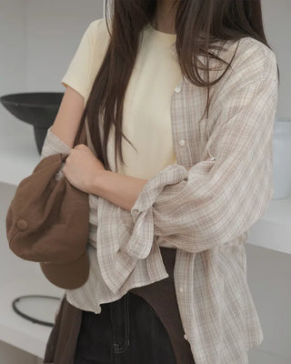 [3 colors] Cool Summer Check Shirt