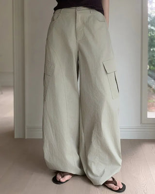 [4 colors] Cargo pants with elastic waistband