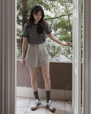 Striped Border Half Knit - 3 colors