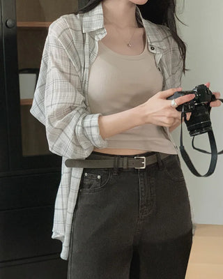 [2 colors] Check shirt