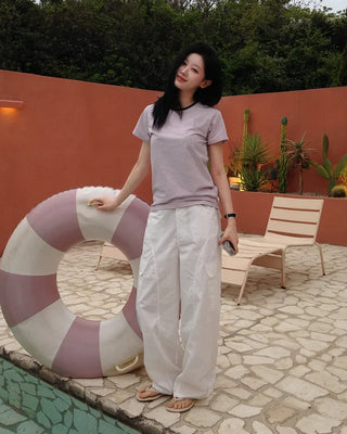 [4 colors] Cargo pants with elastic waistband