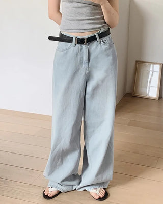 Light wide denim pants