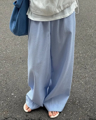 Striped elastic waist pants