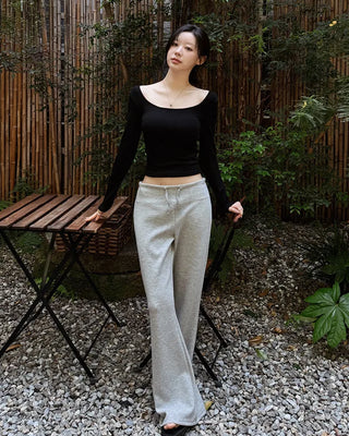 Wide Neck Soft T-Shirt with Built-in Bra