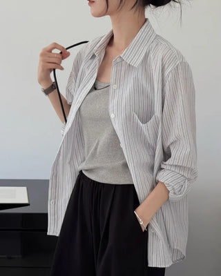 [4 colors] Zanzan Stripe Cotton Shirt