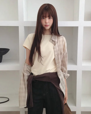 [3 colors] Cool Summer Check Shirt