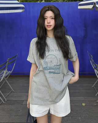 [4 colors] London Eye Pigment T-shirt