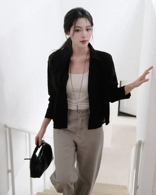 [3 colors] Semi-Cropped Shirt