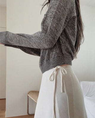 [3 colors] Boat neck knit