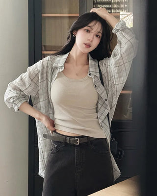 [2 colors] Check shirt