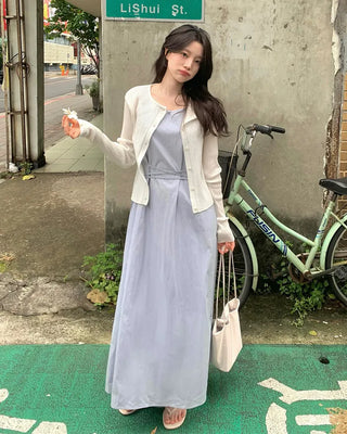 [2 colors] Cross Long Dress