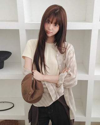 [3 colors] Cool Summer Check Shirt