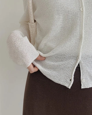 [4 colors] Linen knit cardigan