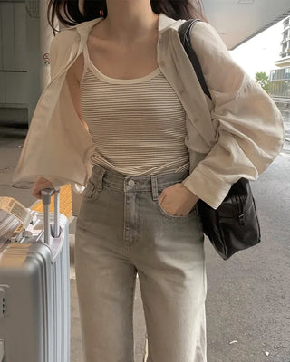 [6 colors] Fly Summer Button-Down Linen Shirt