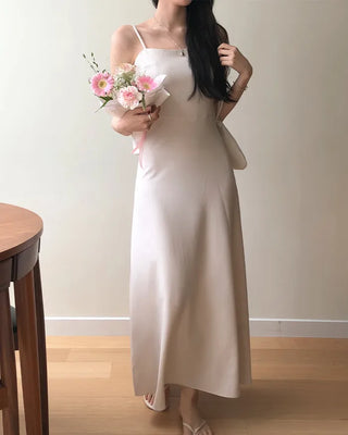 Shirred simple long dress