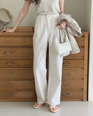 (basic/long) Summer wide white pants - 4 sizes