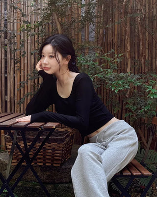 Wide Neck Soft T-Shirt with Built-in Bra