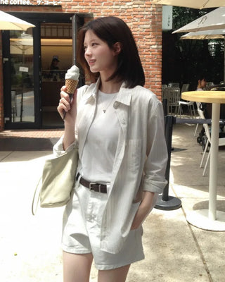 [4 colors] Zanzan Stripe Cotton Shirt