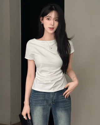 Wrap Drape Pintuck T-Shirt