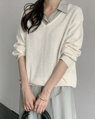 [Set][2 colors] Soft Blouse and Skirt