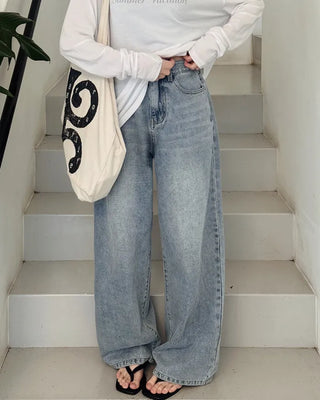 [Length selectable] Vintage Wash Denim Pants