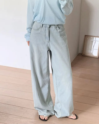 Light wide denim pants