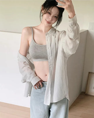[3 colors] Striped shirt