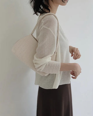 [4 colors] Linen knit cardigan