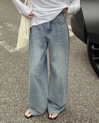 [Length selectable] Vintage Wash Denim Pants