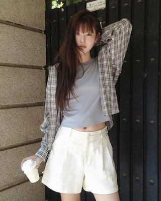 [3 colors] Cool Summer Check Shirt