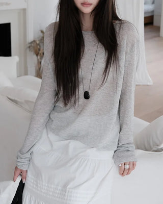 [5 colors] Boat neck knit